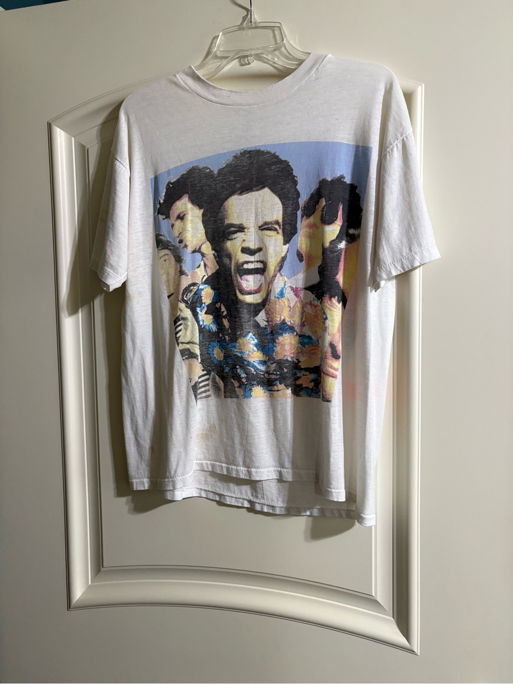 White Graphic Short Sleeve Tee with Multi-Color Print